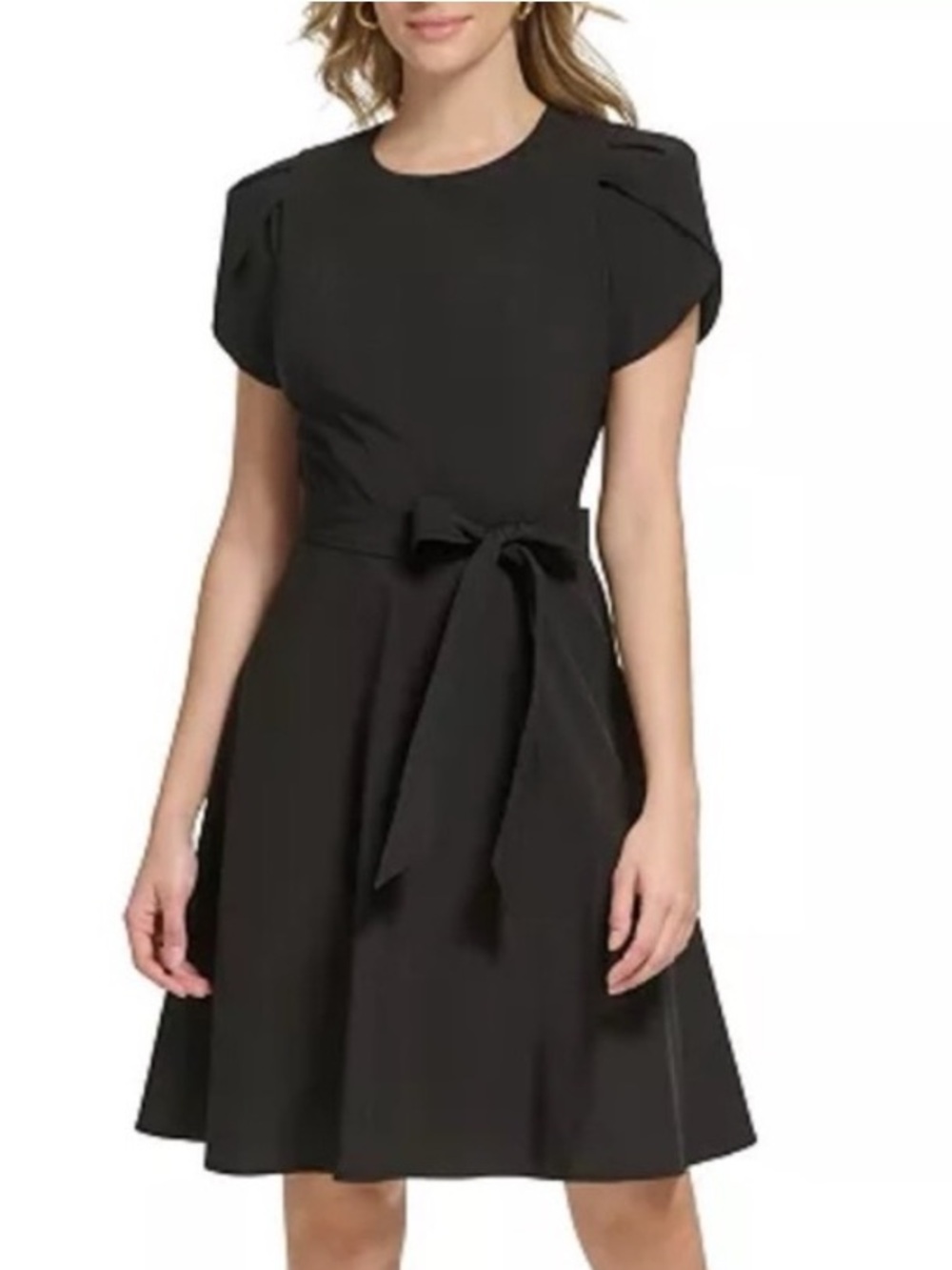 Calvin Klein Flutter Sleeve Sheath Tie-Waist Dress